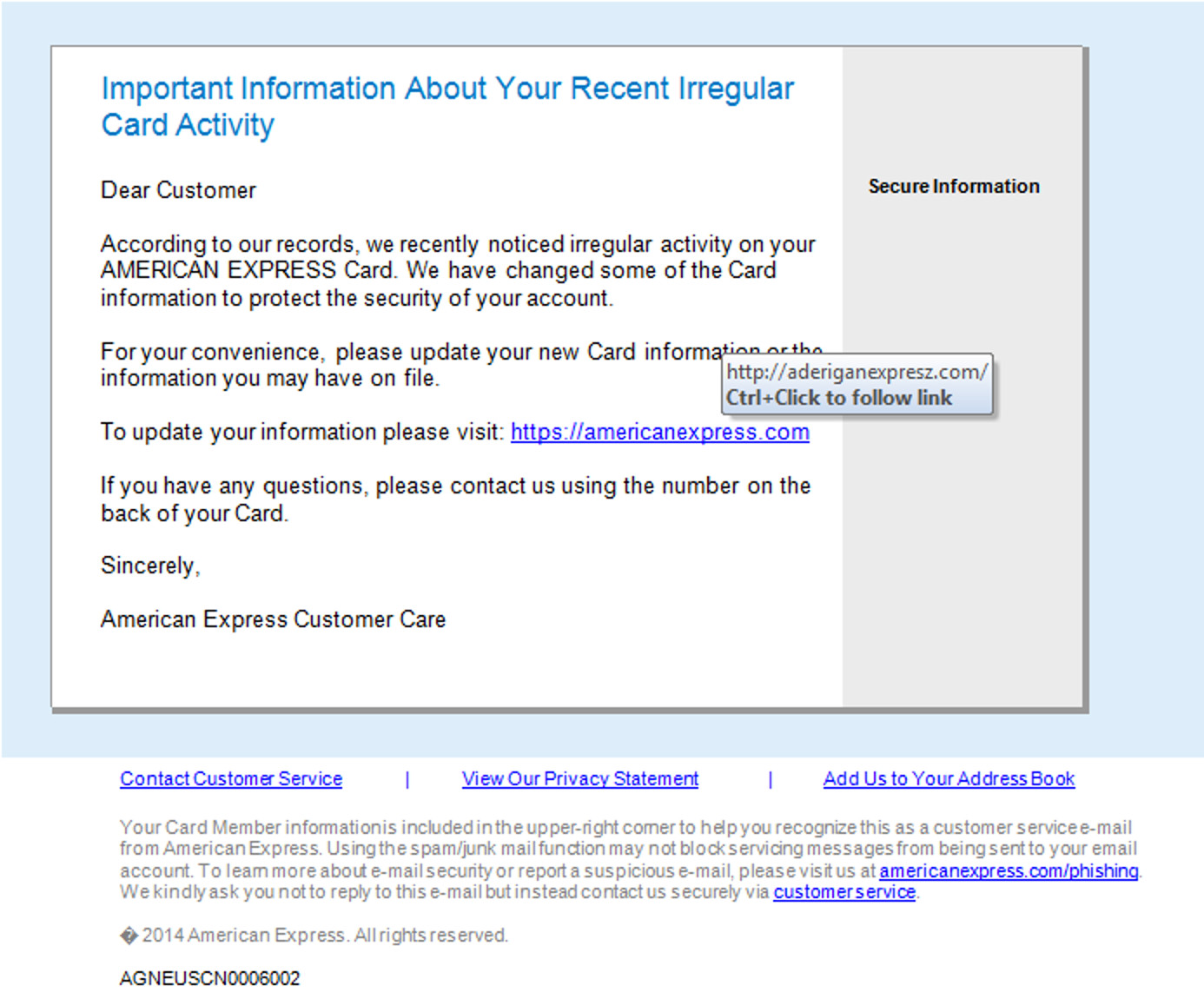 Phishing Emails Impersonate American Express Mailshark 